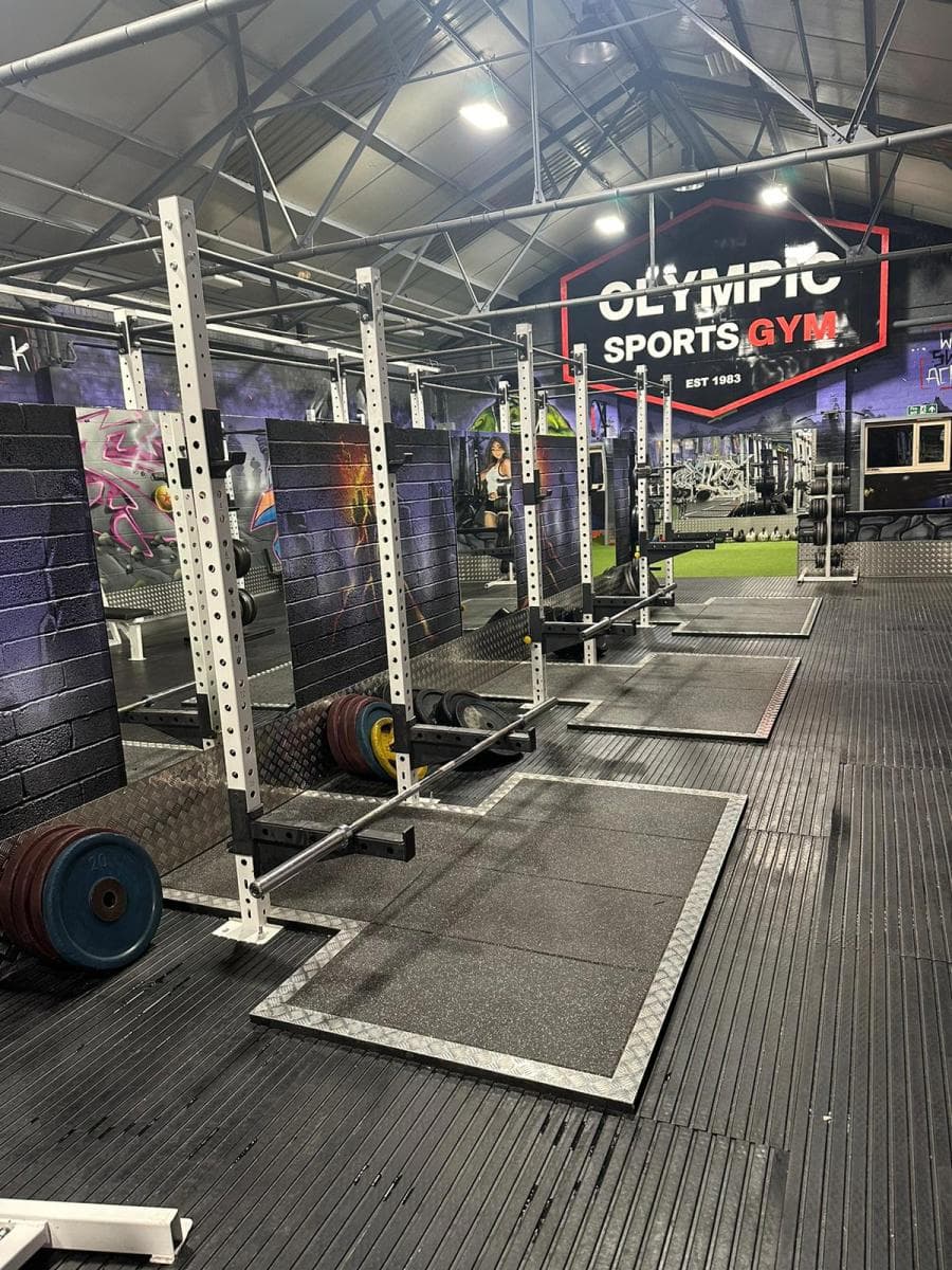 The free-weights floor at Olympic Sports Gym